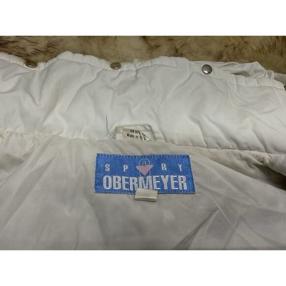 Vintage Obermeyer Sport Puffer Down Ski Parka Jacket White Fur Collar Size 8 - Picture 10 of 16